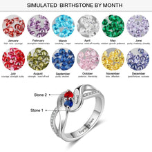 Load image into Gallery viewer, Genuine 925 Sterling Silver Personalized 2 Names Rings for Women DIY Birthstone Promise Ring Wedding Jewelry
