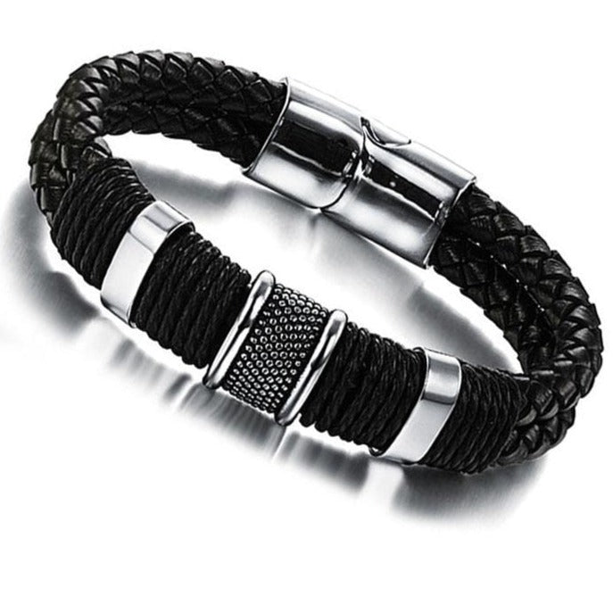Classic Wide Weave Wristband Leather Bracelets for Men Charm Vintage Mens Bracelet Jewelry Gift for boyfriend