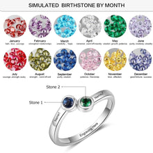 Load image into Gallery viewer, JewelOra Personalized 2 Name 925 Sterling Silver Rings for Women Inside Engraving Round Birthstone Ring Anniversary Fine Jewelry
