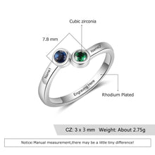 Load image into Gallery viewer, JewelOra Personalized 2 Name 925 Sterling Silver Rings for Women Inside Engraving Round Birthstone Ring Anniversary Fine Jewelry
