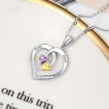 Load image into Gallery viewer, Engraved Heart Necklace with 2 Birthstones
