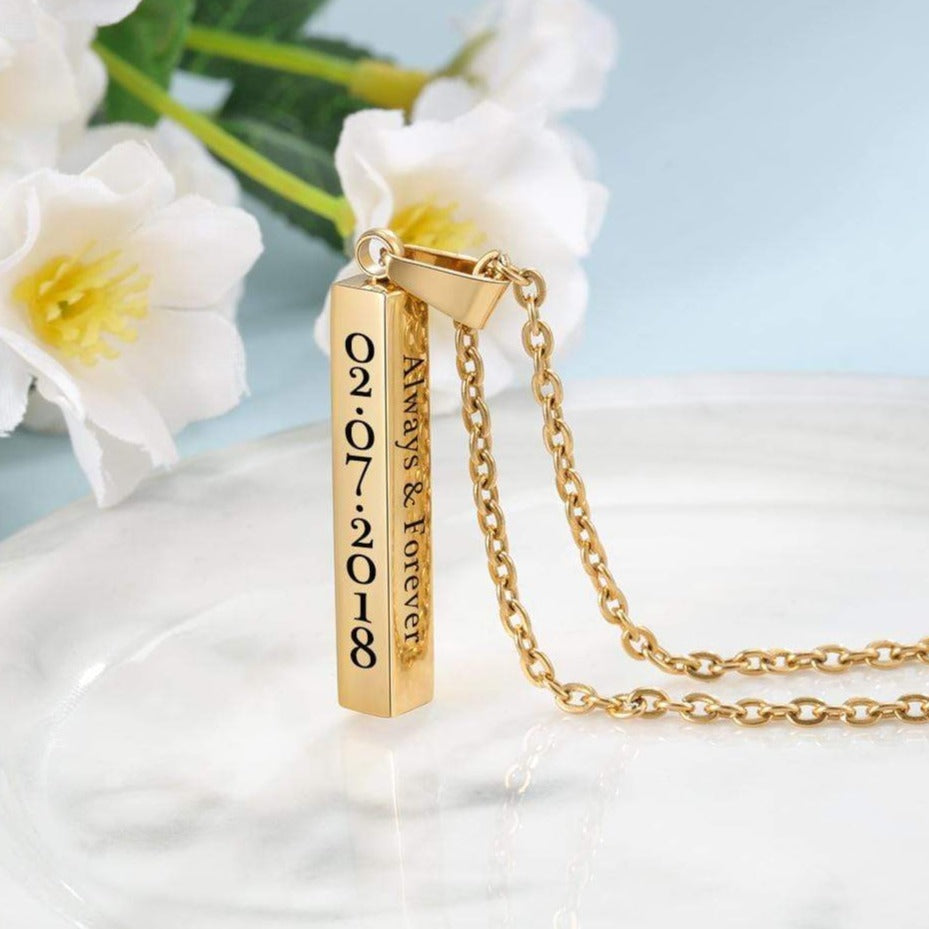 Personalized Engraved Vertical Bar Necklaces
