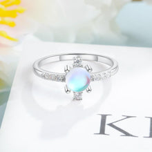 Load image into Gallery viewer, 925 Sterling Silver Rainbow Moonstone Ring with Zircon Corss Silver 925 Wedding Band Ring for Women Fine Jewelry
